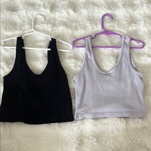 Stylish Black and Gray Ribbed Tank Tops